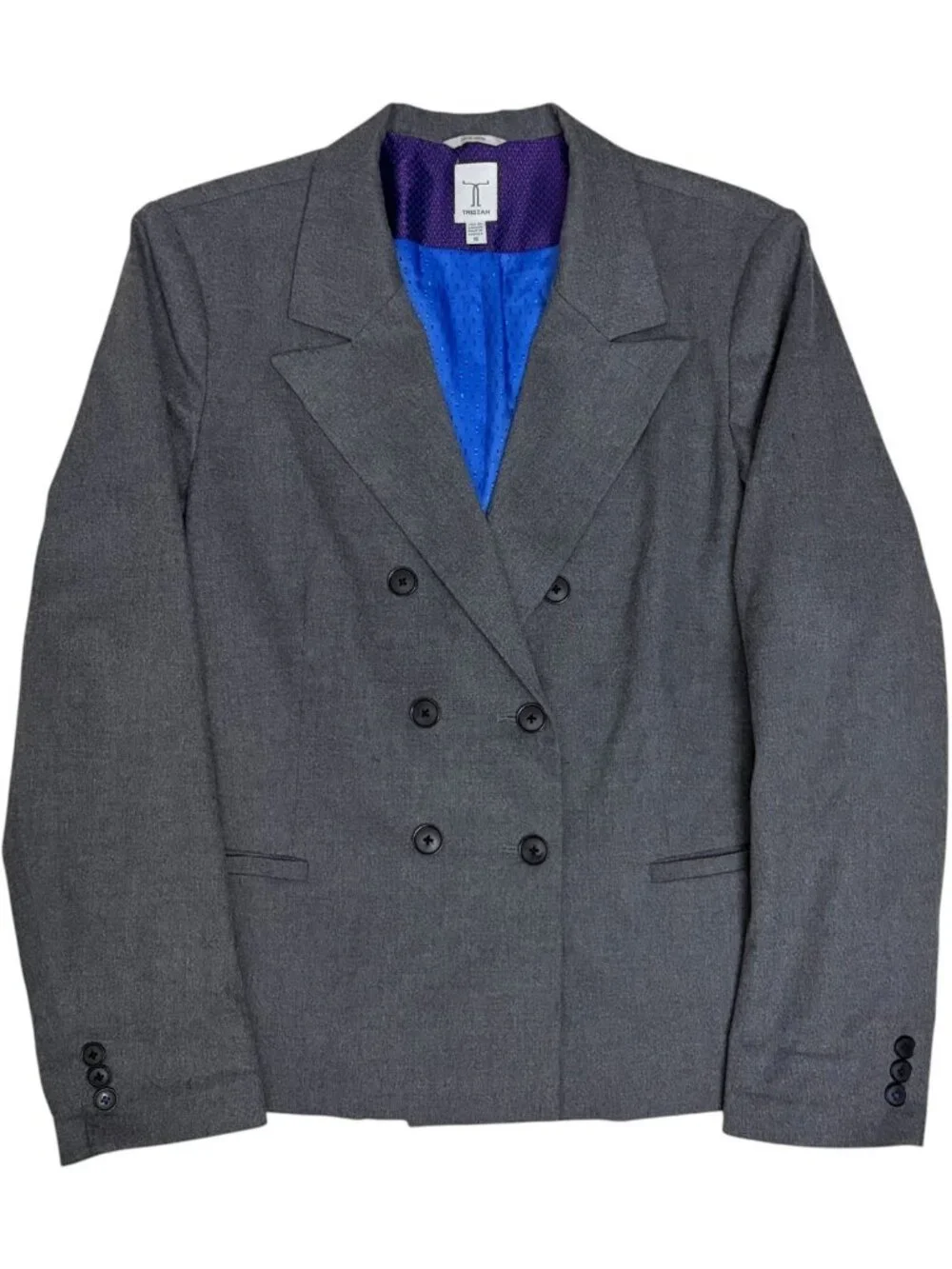 TRISTAN Wool Blend Blazer Sport Coat Gray Business Casual Jacket Womens XL (16)